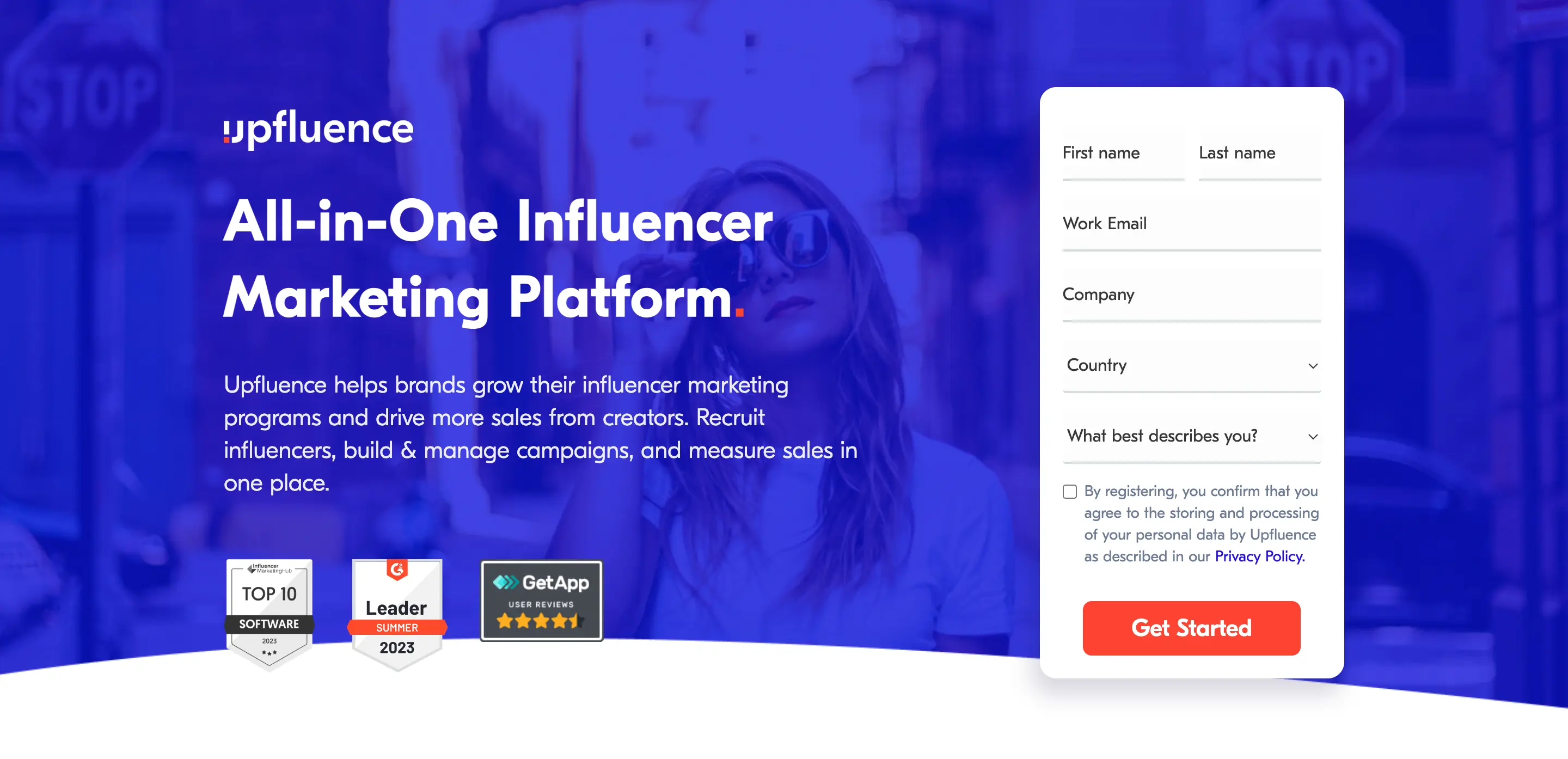 Upfluence Influencer Marketing Platform Homepage Banner