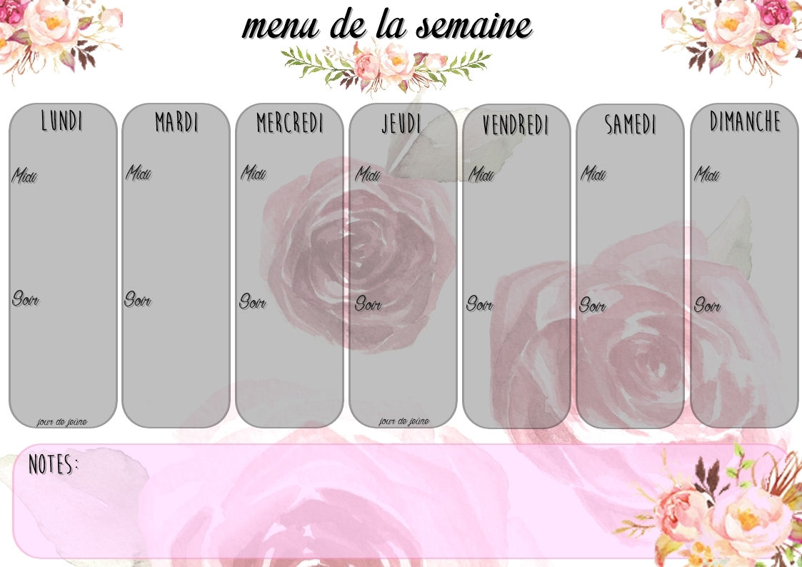Affiche menu de la semaine