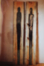Paar 1998 Pigment auf Holz je 220 x 40 cm