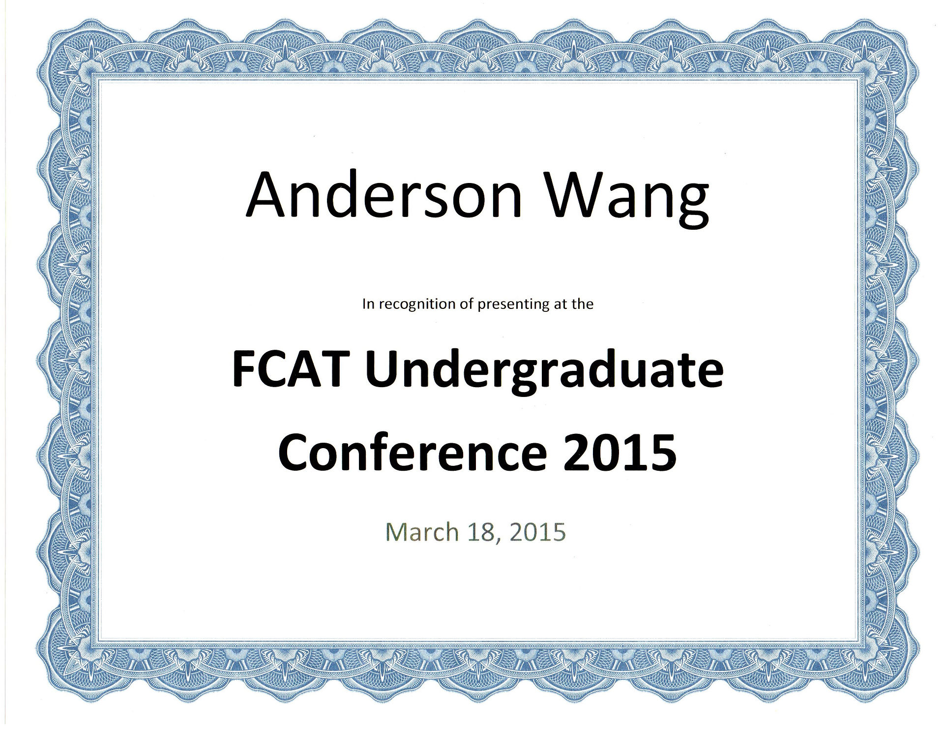 Certificate of recognition