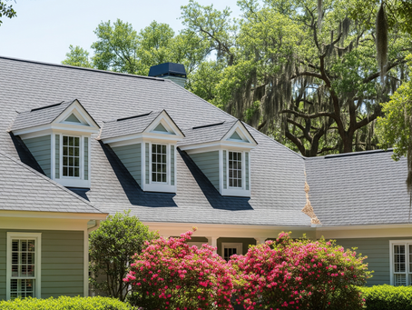 Clean charcoal-grey asphalt shingle roof free of black streaks on a Wilmington NC home
