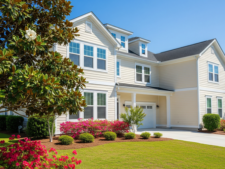pristine two-story home with clean windows, gutters, and driveway after exterior cleaning in Wilmington NC
