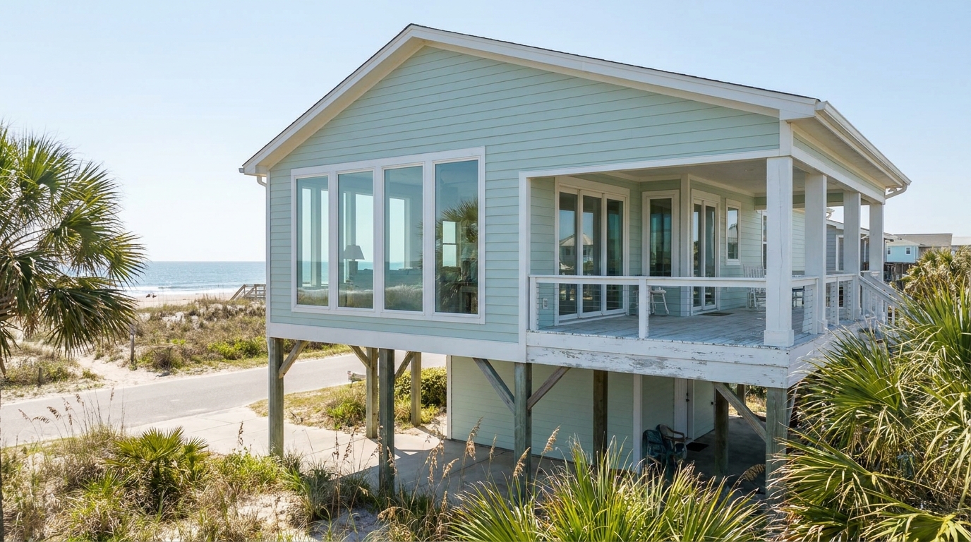 window washing beach house Wrightsville Beach NC inside and out