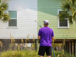 soft washing protects paint and siding on Carolina Beach NC home