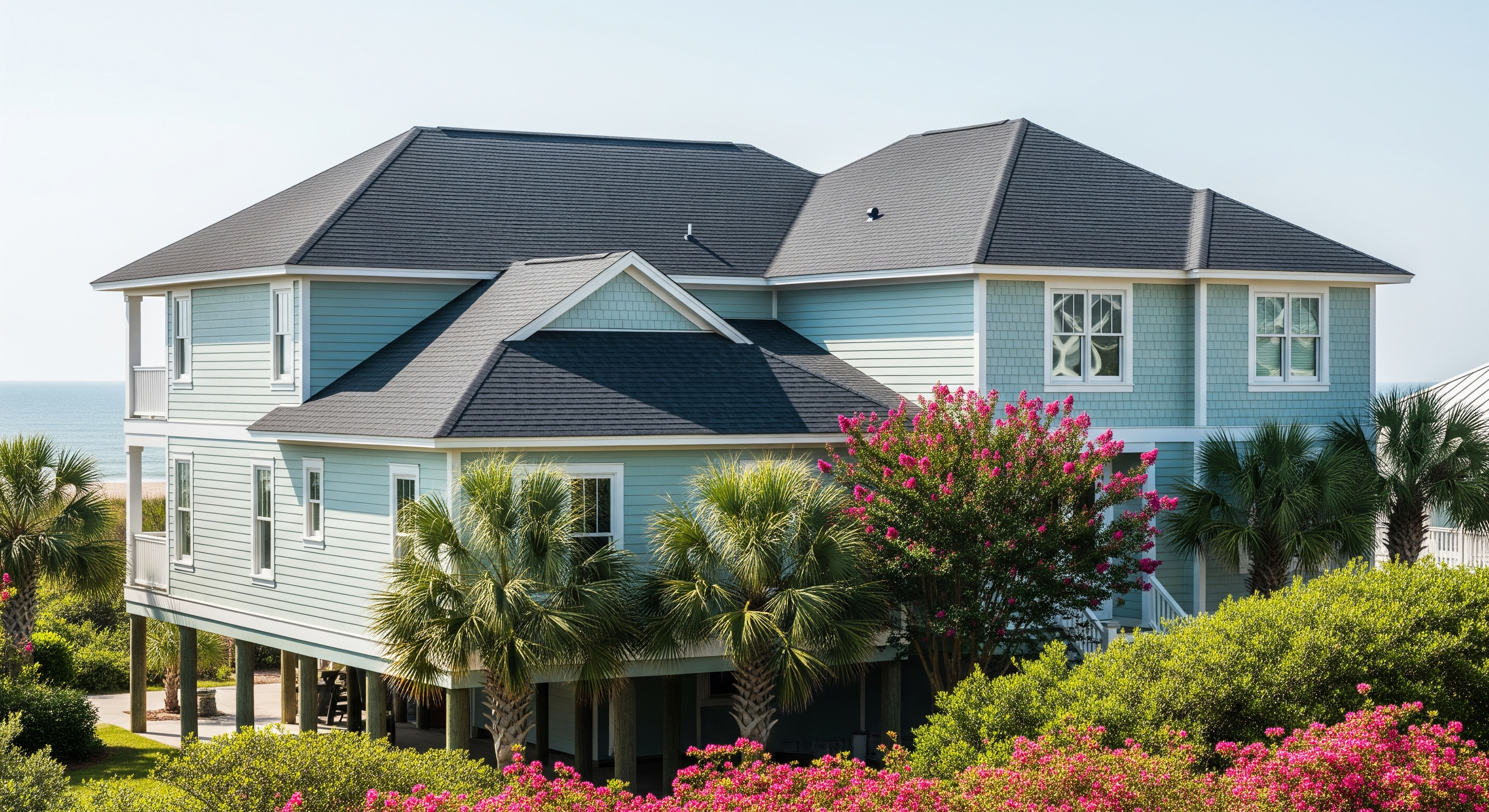 professional roof washing Kure Beach NC asphalt shingle home