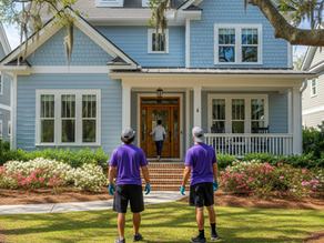 trustworthy exterior cleaning contractor greeting homeowner in Wilmington NC