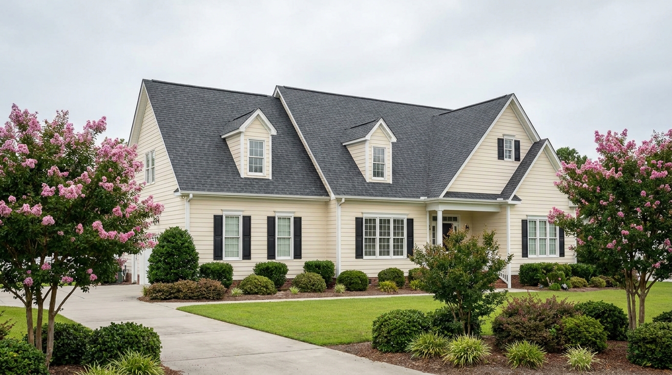 roof cleaning Leland NC clean charcoal shingle roof free of black algae streaks