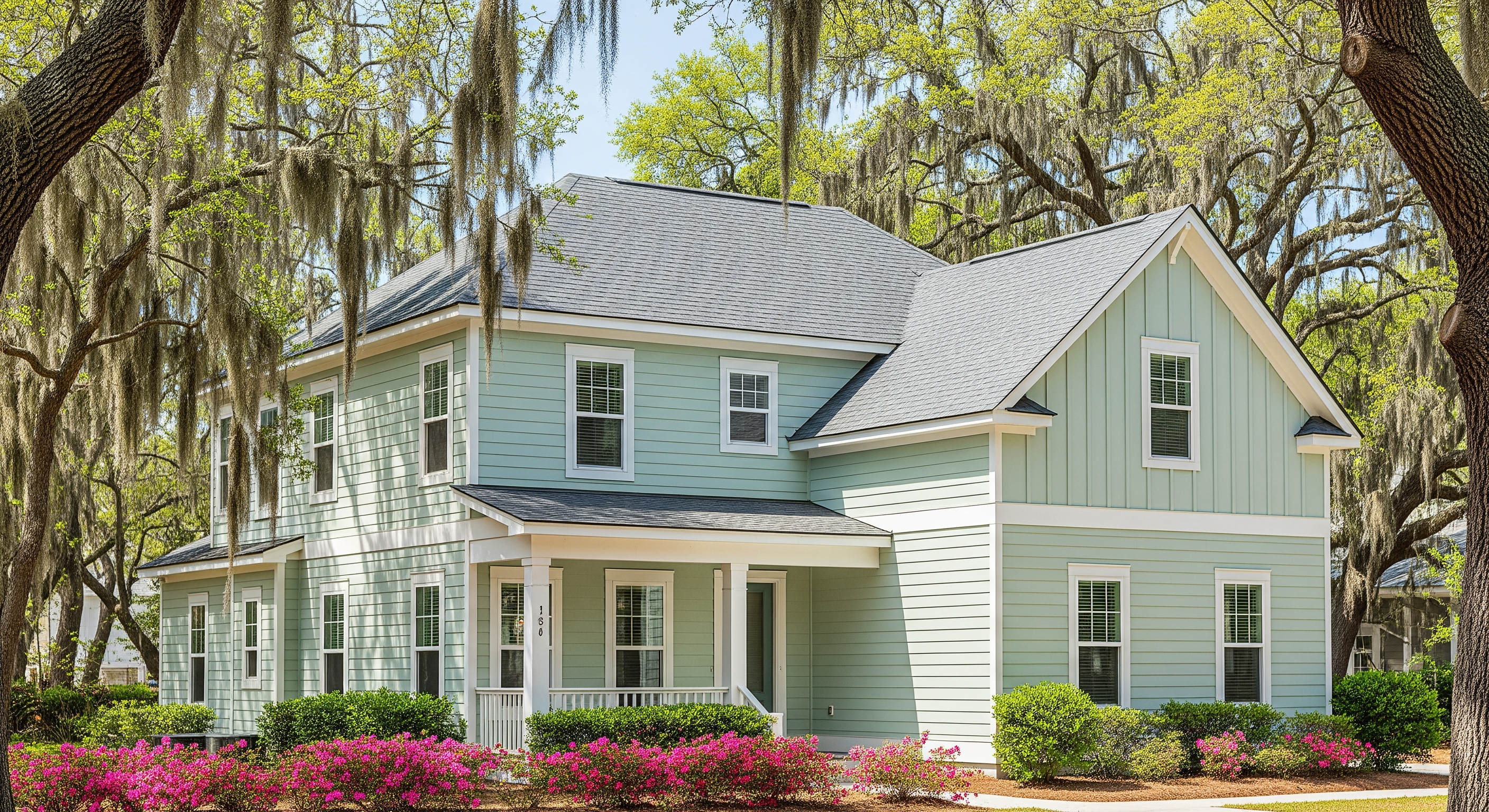 exterior cleaning Southport NC home with clean siding and roof