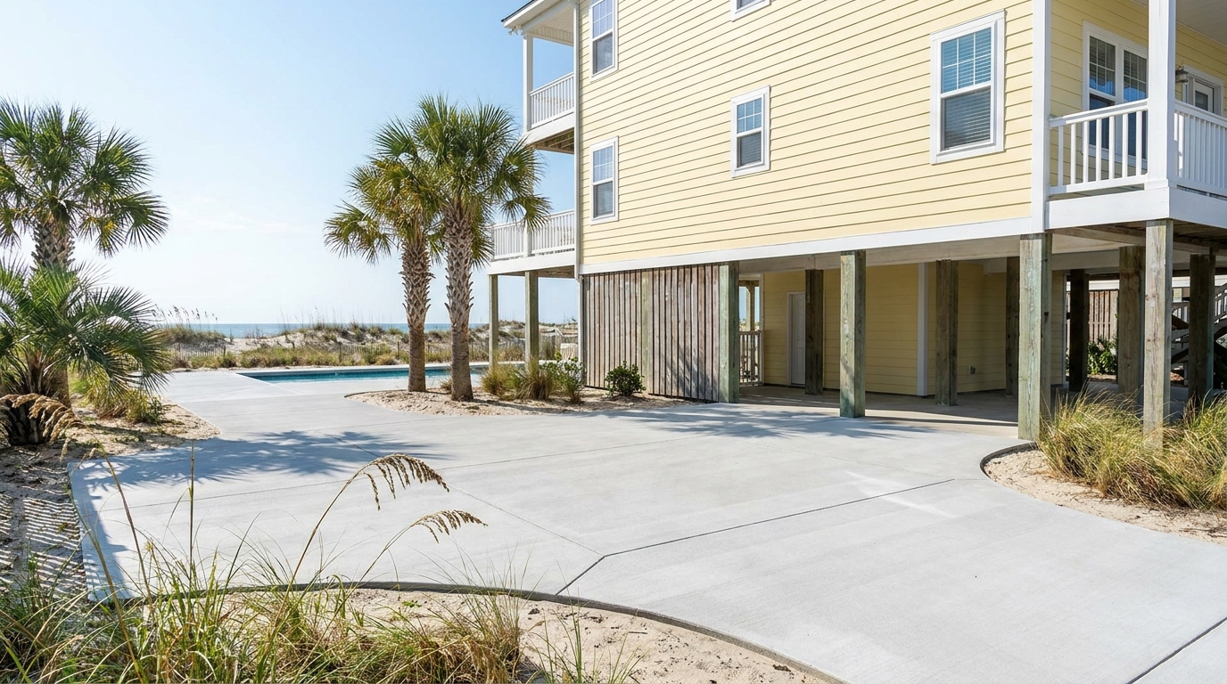 power washing Carolina Beach NC clean concrete pool deck and driveway