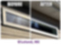 Before and after window cleaning in Brunswick Forest, Leland NC - hard water buildup cleared from awning window
