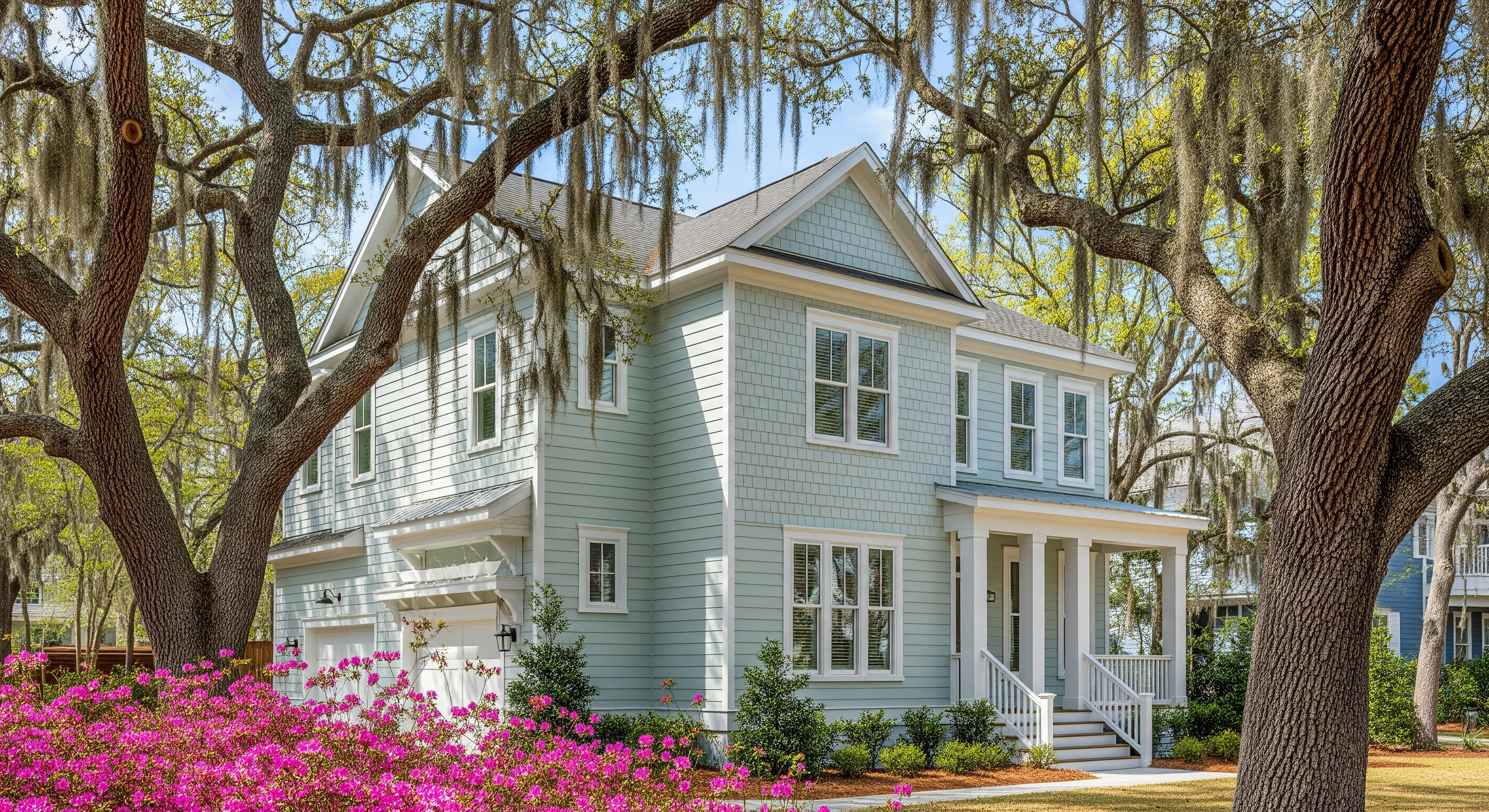 Soft wash vs pressure wash Wilmington NC home with clean Hardie-board siding
