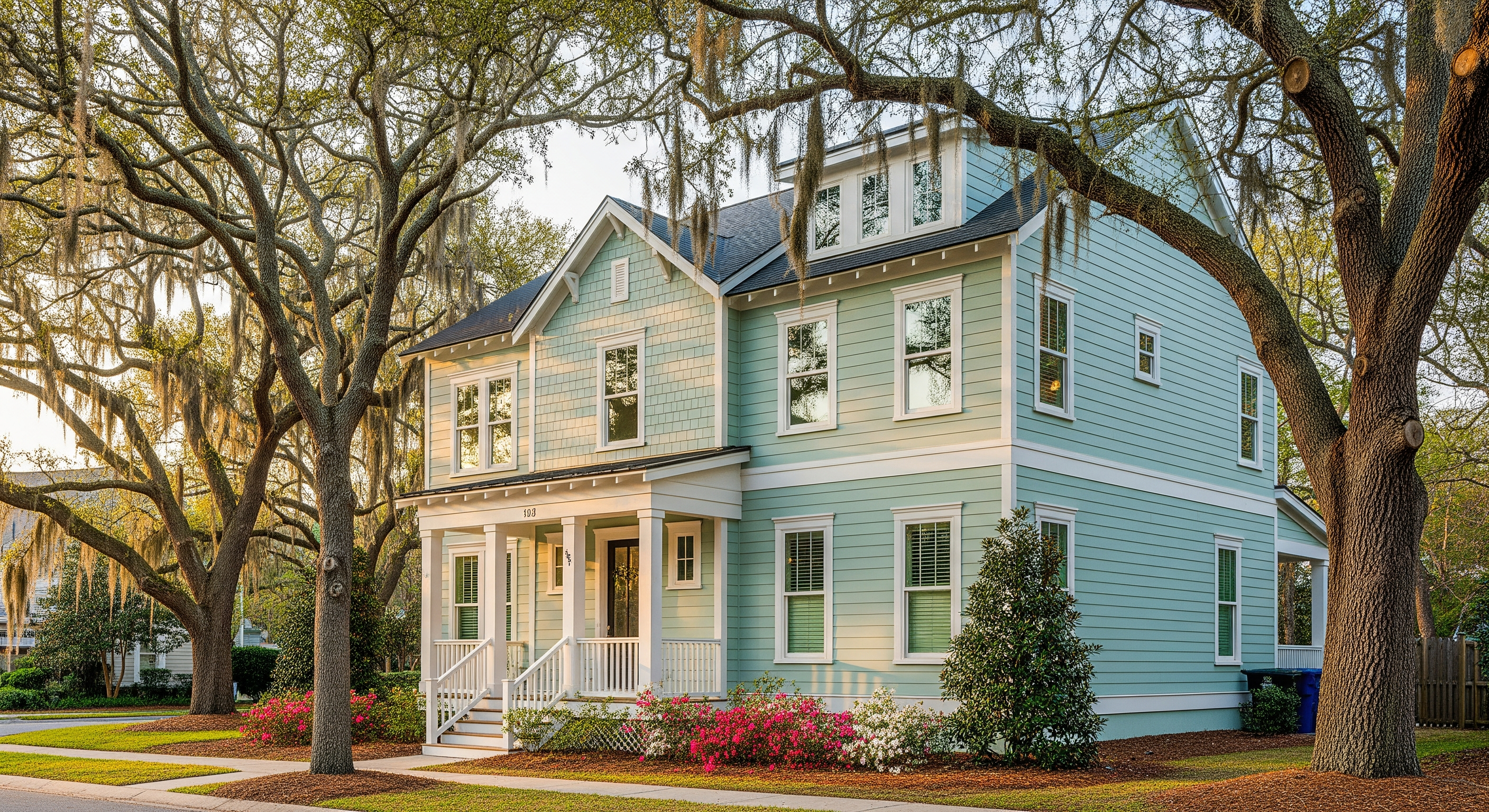 professional soft washing oxidized vinyl siding on a Wilmington NC home