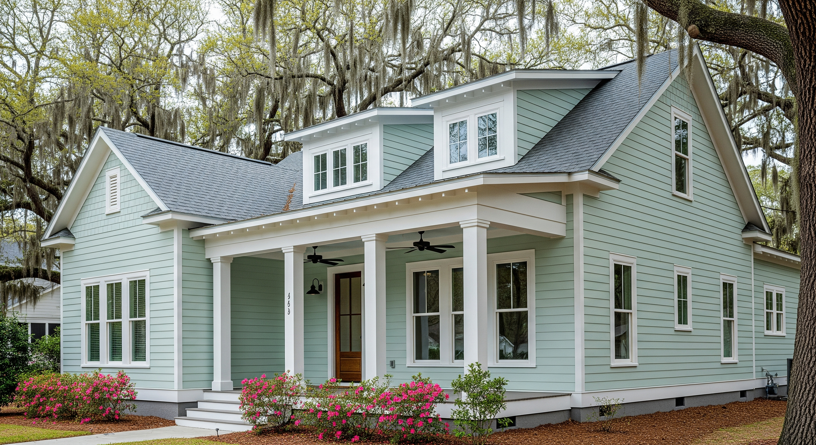 soft washing Hampstead NC clean seafoam Hardie-board siding free of mildew