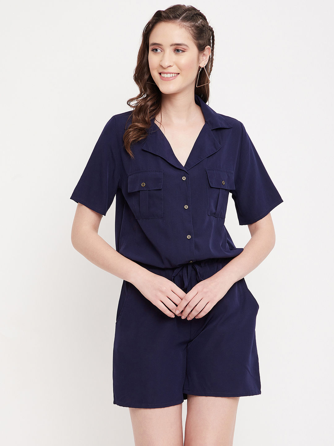 NAVY BLUE FLAP POCKET JUMPSUIT