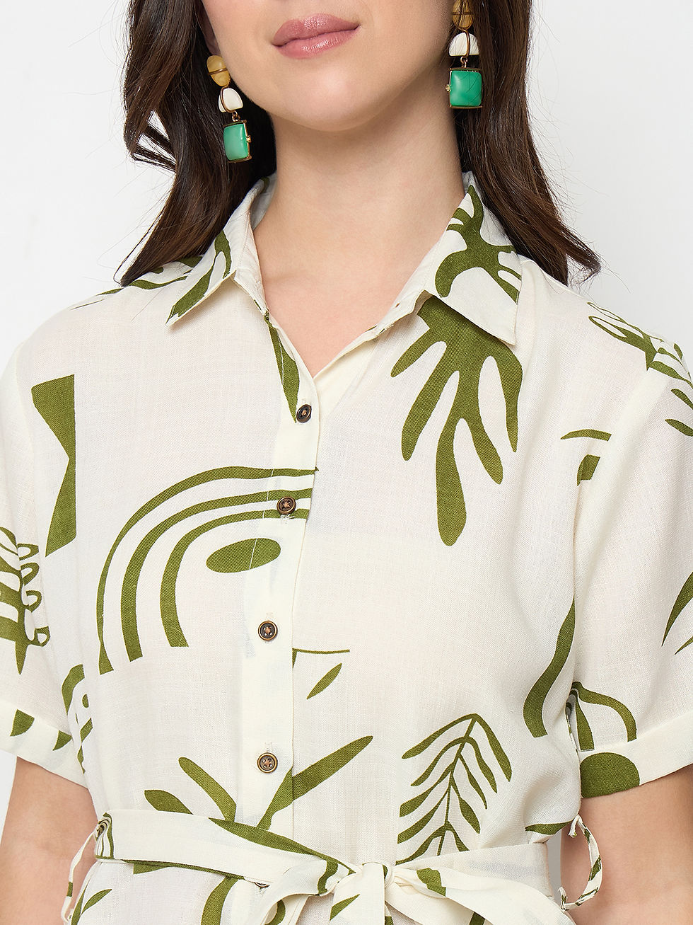 Thumbnail: Abstract leaf shirt dress
