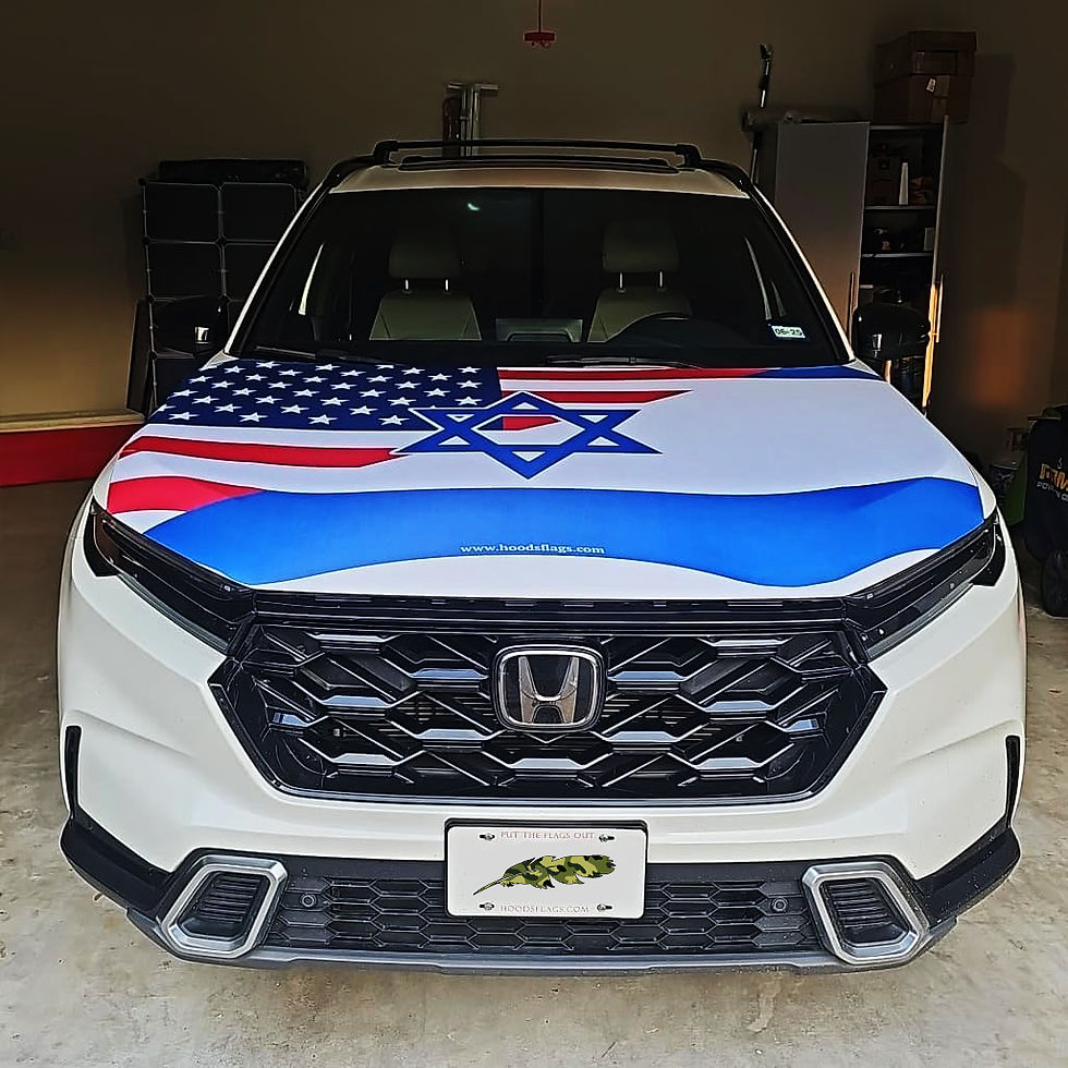 תמונה ממוזערת: חצי דגל ישראל חצי דגל ארהב כיסוי למכסה מנוע