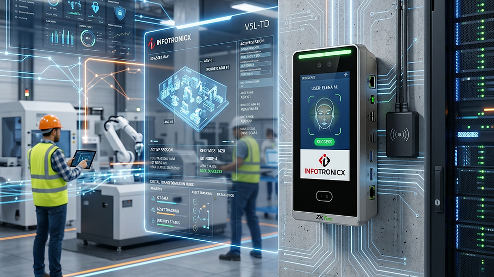 Close-up view of ZKTeco SpeedFace V5L biometric device mounted on a wall