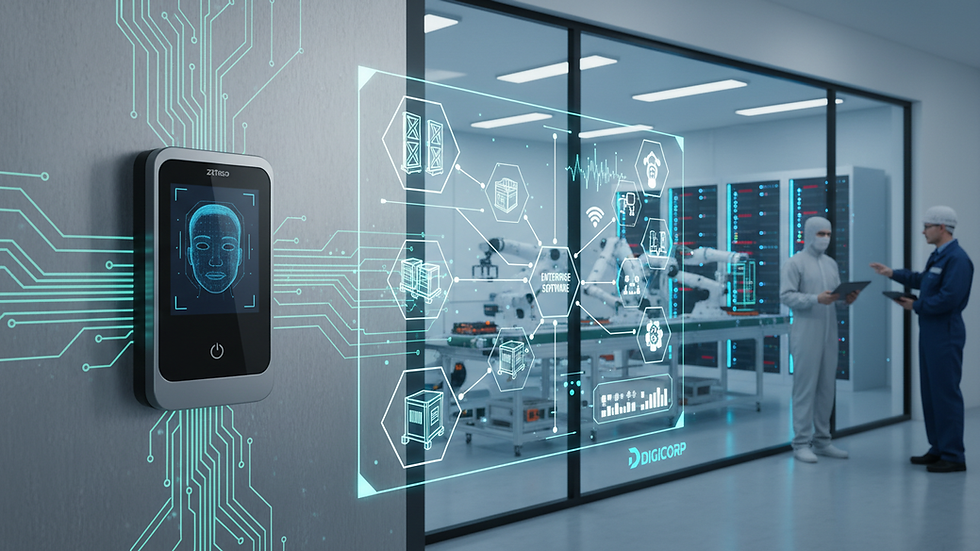 Eye-level view of ZKTeco SpeedFace V5L biometric device mounted on a wall