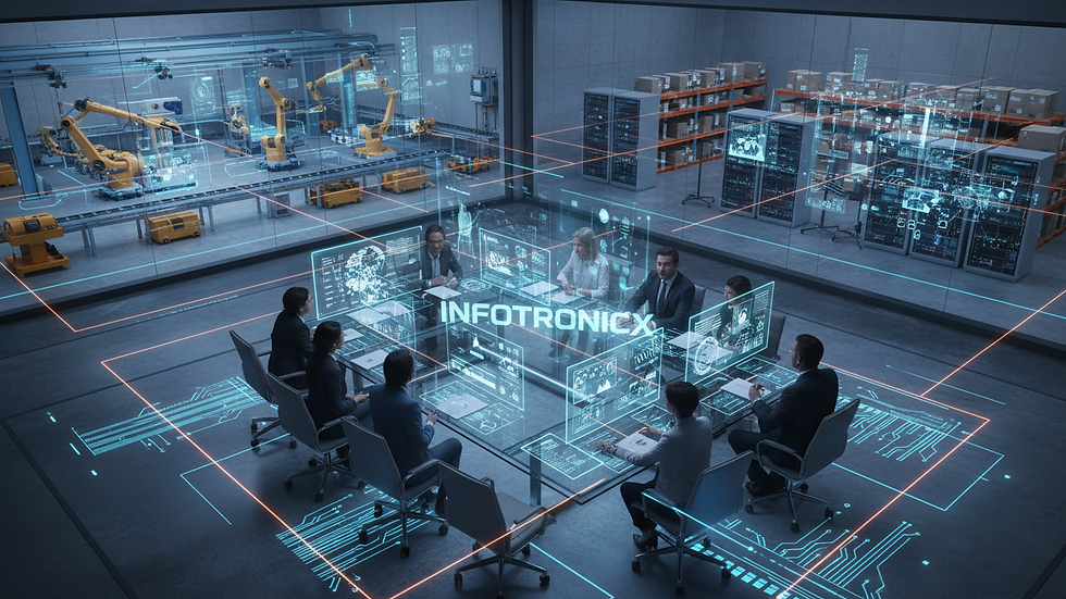 High angle view of a team discussing CRM strategy around a conference table