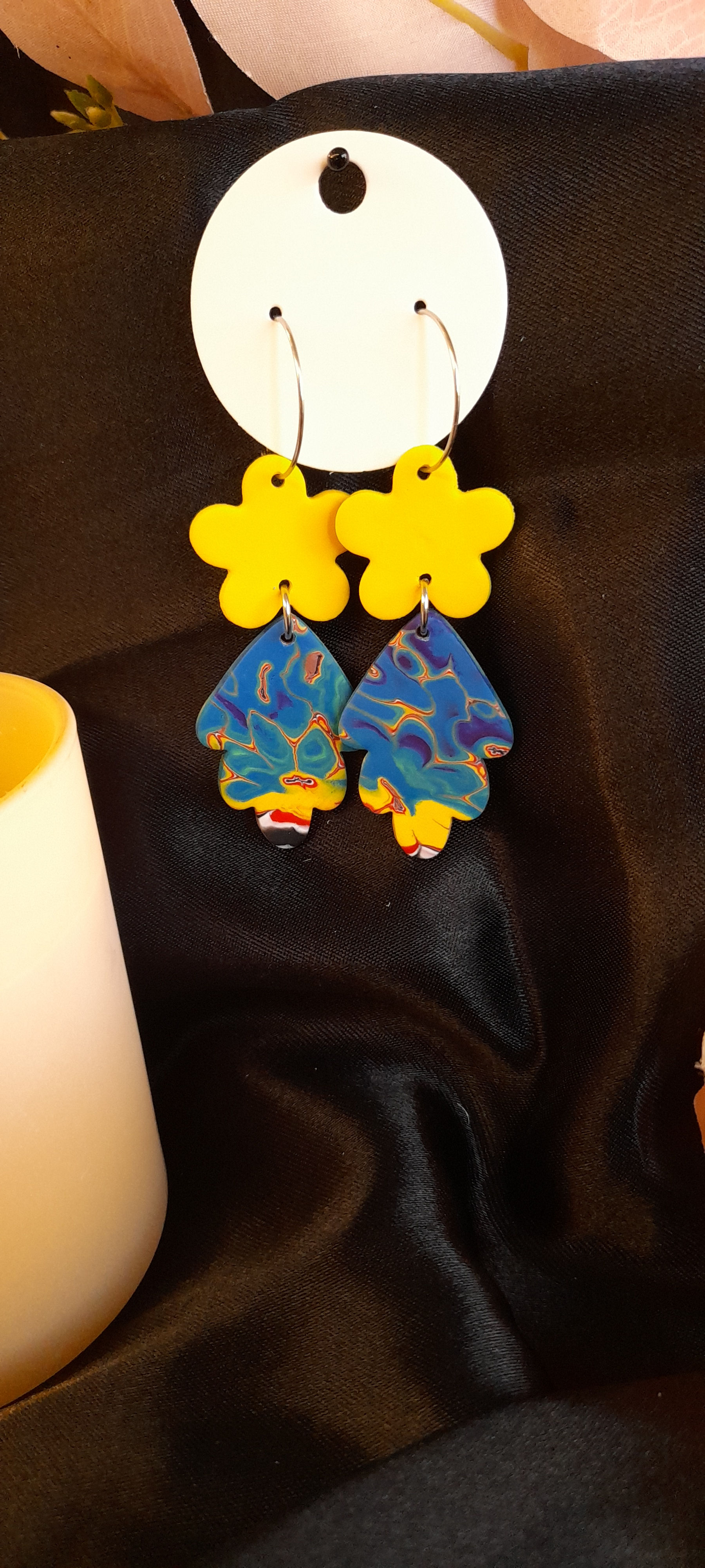 Yellow Blossom Tie Dye earrings