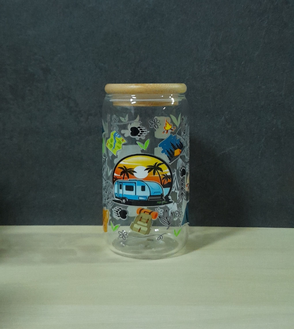 Camping Theme- 16oz Libbey Glass Tumbler