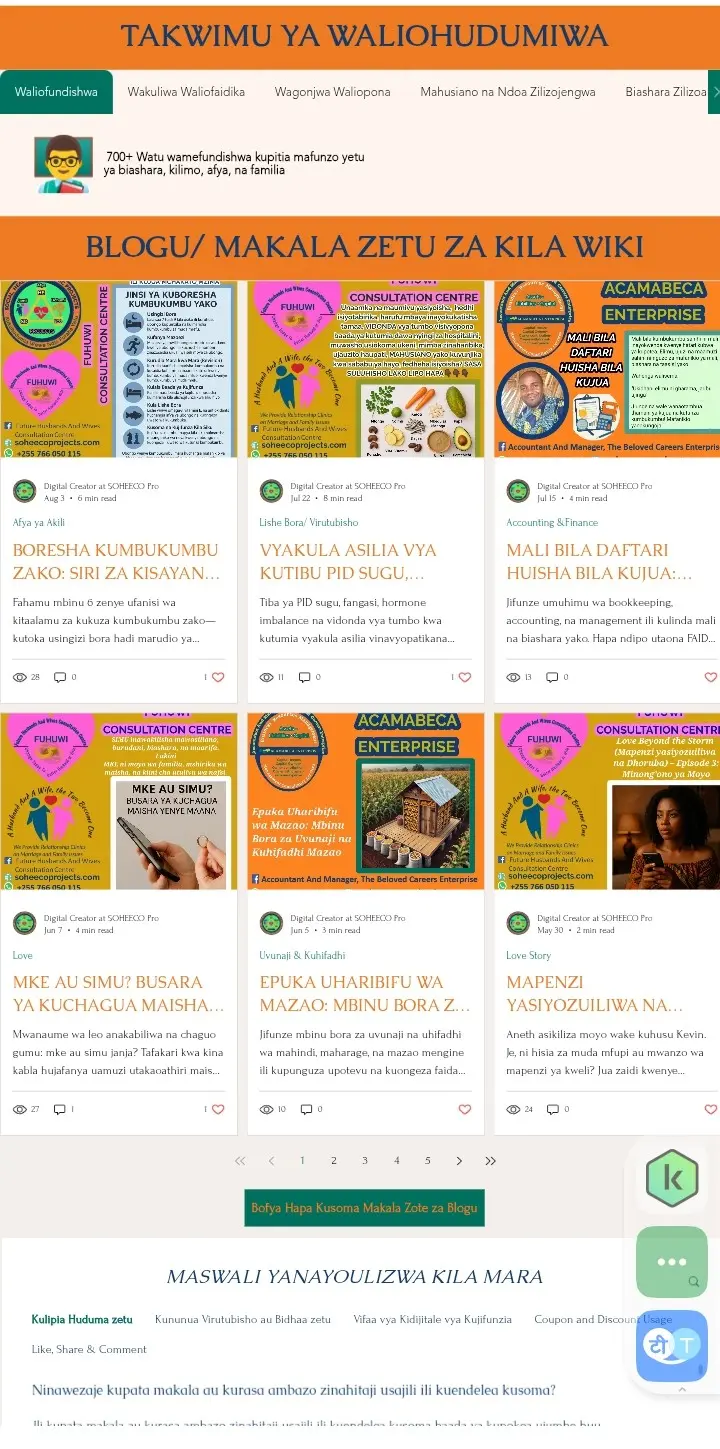 Makala zetu za Blog katika vifurushi mbalimbali