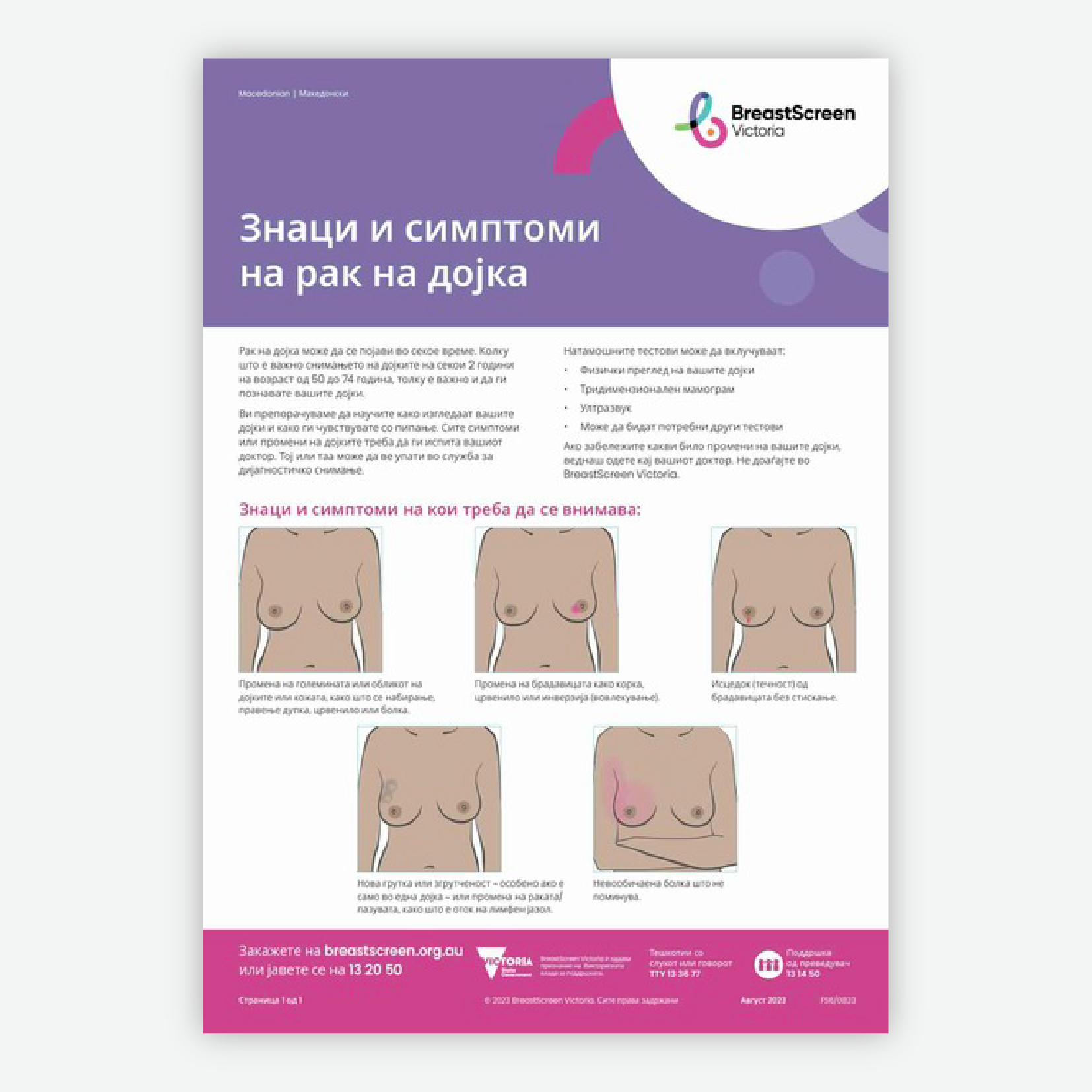 Signs and symptoms of breast cancer - Macedonian
