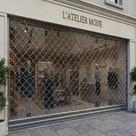 Rideau métallique pour commerces grille tubes ondulés