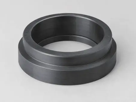 Sintered silicon carbide seal ring, stepped profile, machined to customer drawing.