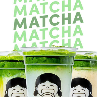 3 Matcha Getränke nebeneinander