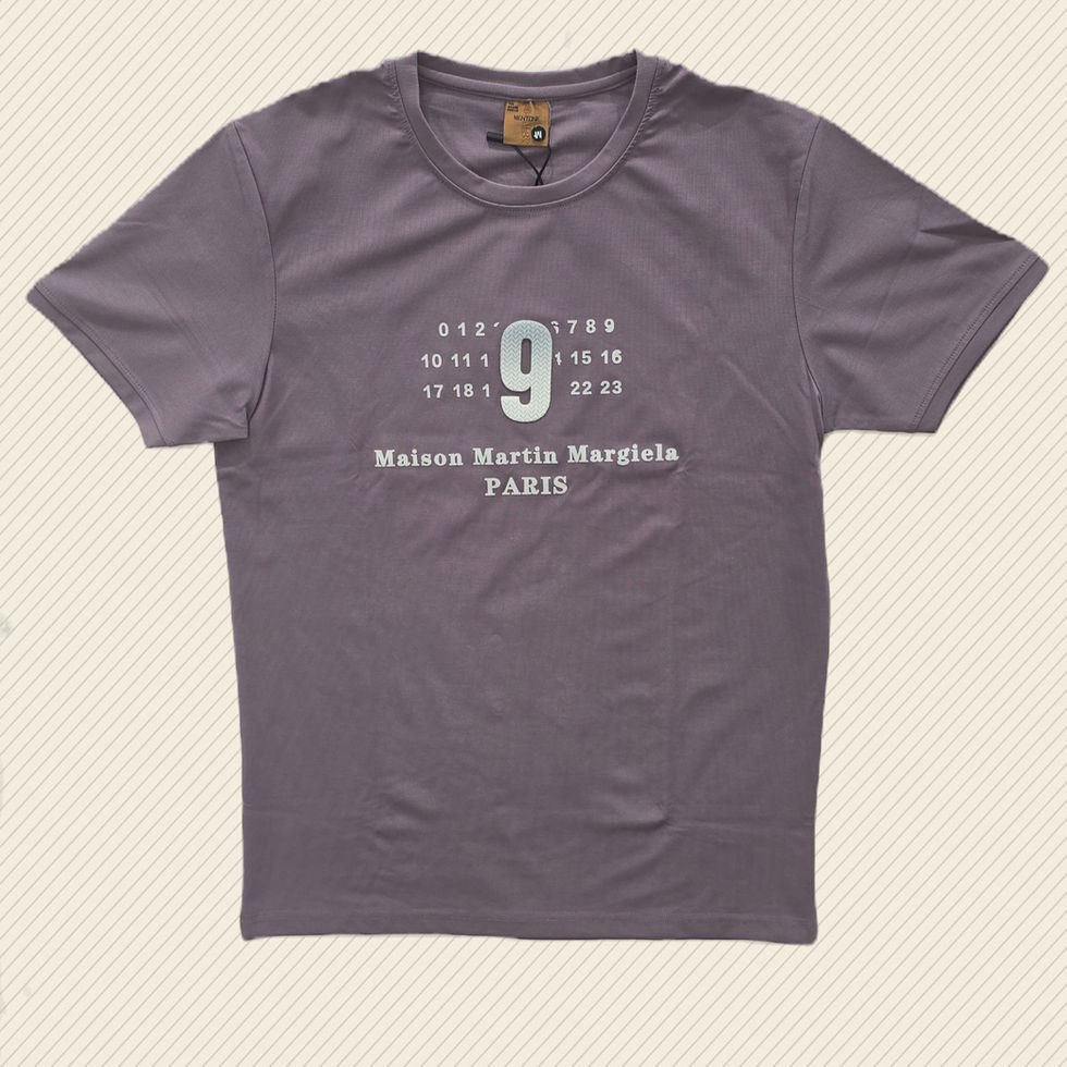 Grey U-neck t-shirt with '9' and 'Maison Martin Margiela PARIS' graphic
