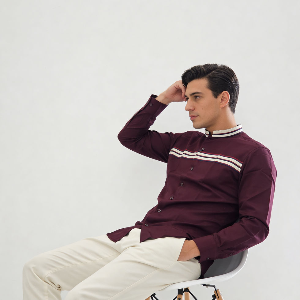 MAROON PRINCE COLLAR SHIRT