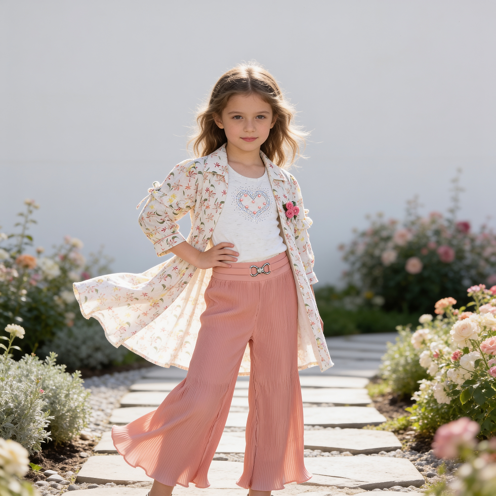 SALMON-PINK PLAZO SET