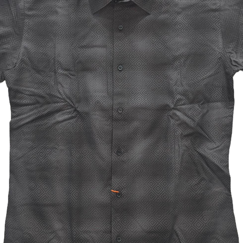 ECO33 blue denim shirt with orange button