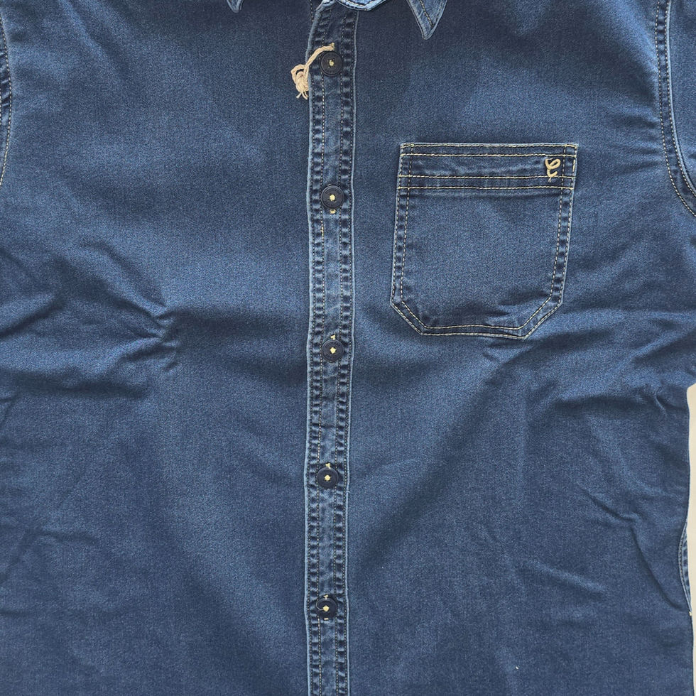 ECO33 blue denim shirt, front view