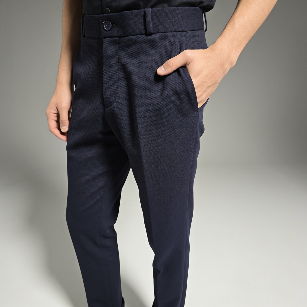 MICRO-WAFFLE KNIT STRETCH STRAIGHT FIT FORMAL PANT