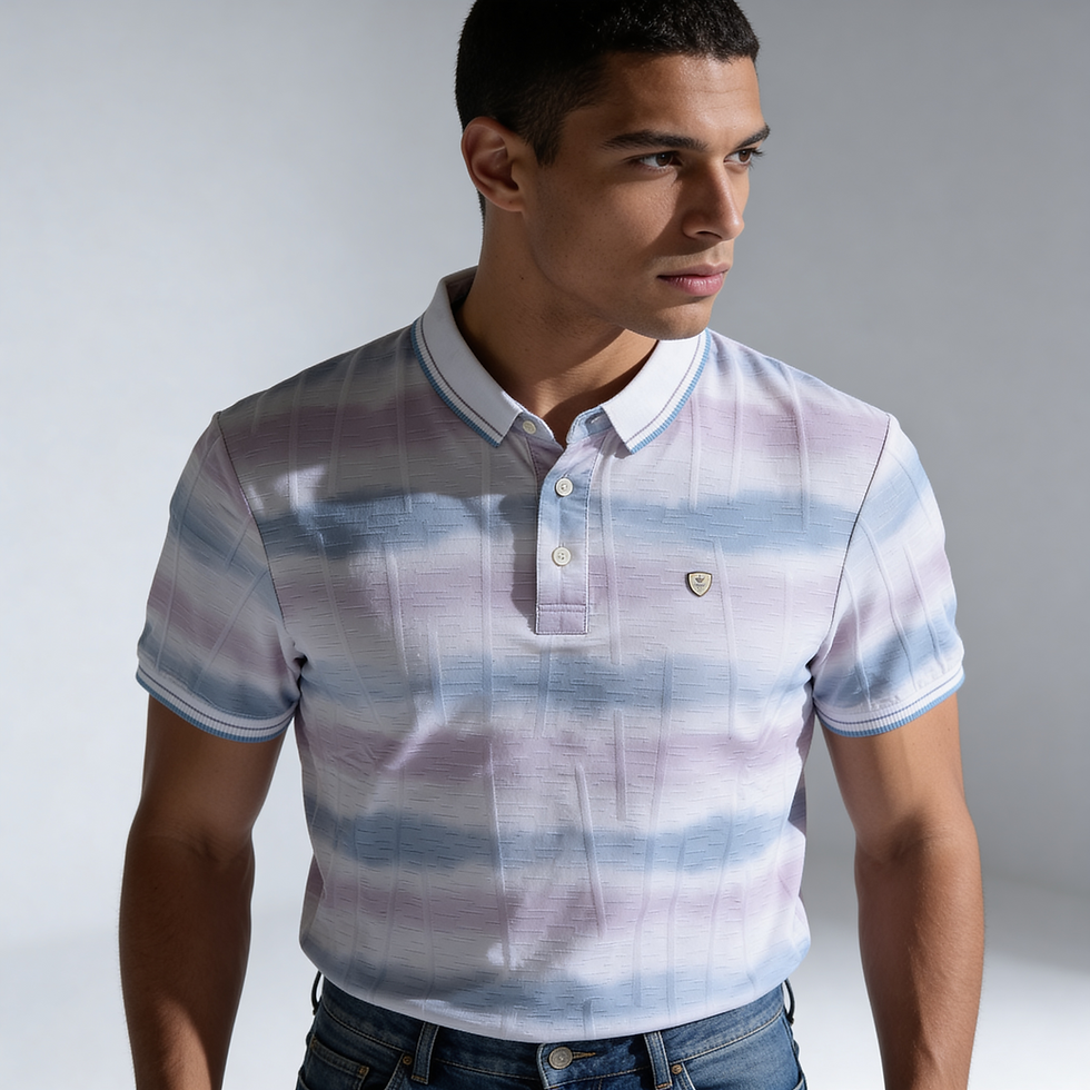horizontal print polo tshirt