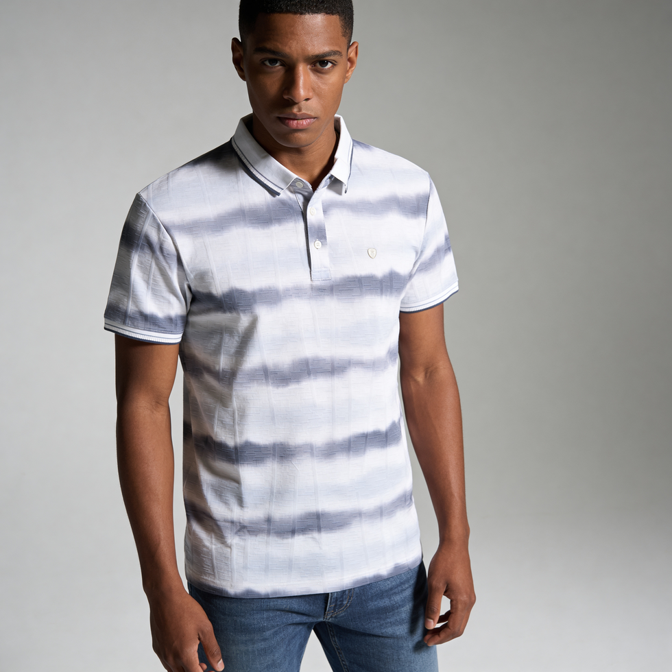 horizontal print polo tshirt