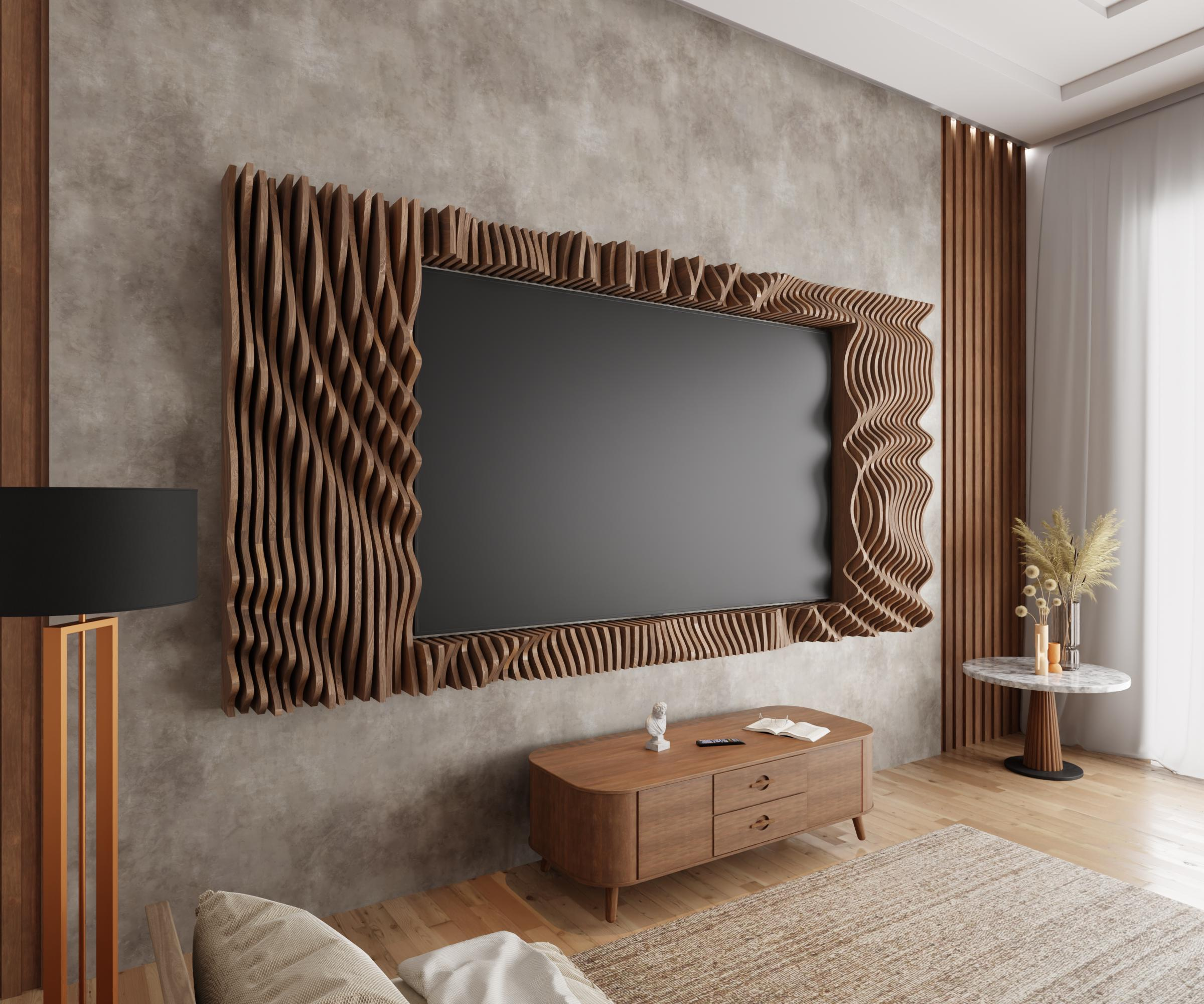 Parametrik Ahşap TV Duvar Dekoru CNC Dosyası SKU4306726036