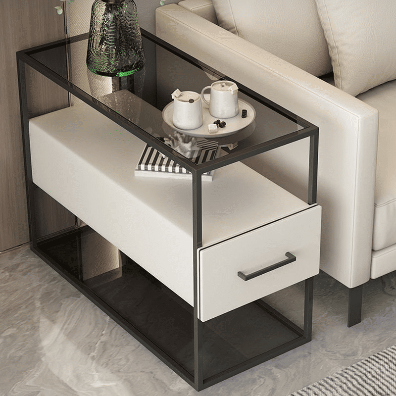 Modern Çekmeceli Cam Yan Sehpa SKU7102790