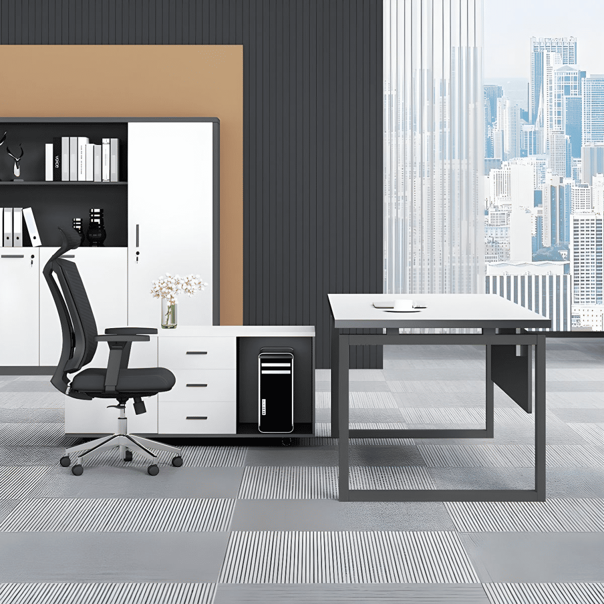 Modern Beyaz Ahşap Yönetici Masası SKU5144464