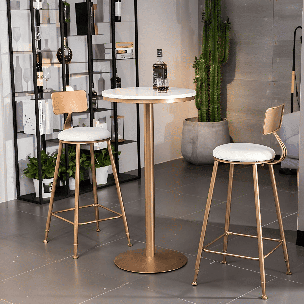 Modern Beyaz Mermer Yuvarlak Bar Masası SKU4705850