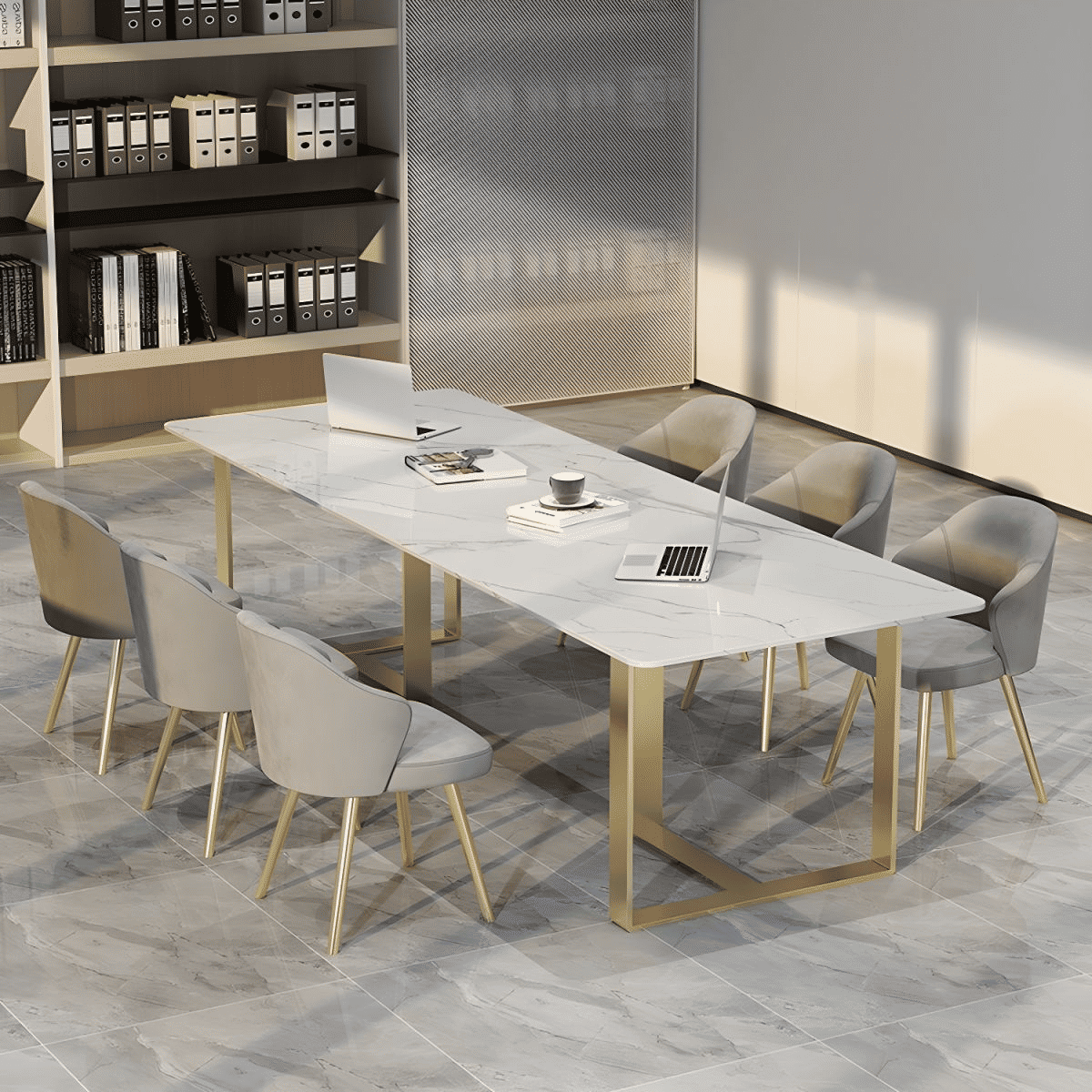 YMK3468 Modern Dikdörtgen Yemek Masası, MDF Tabla, Altın Ayak