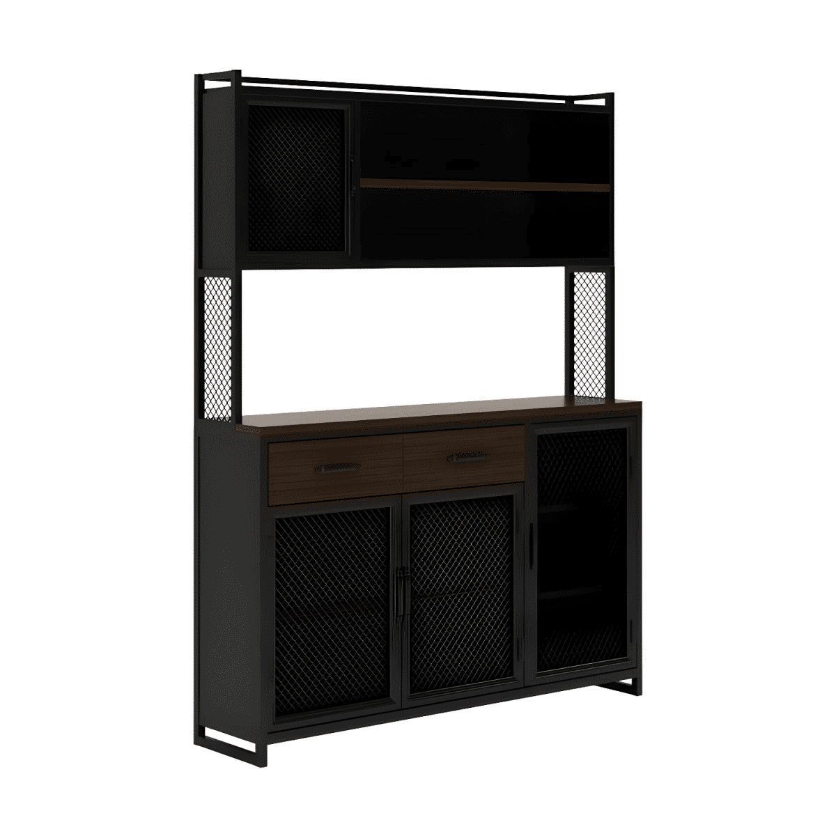 Modern Çizgili Camlı Büfe Konsol SKU2547541