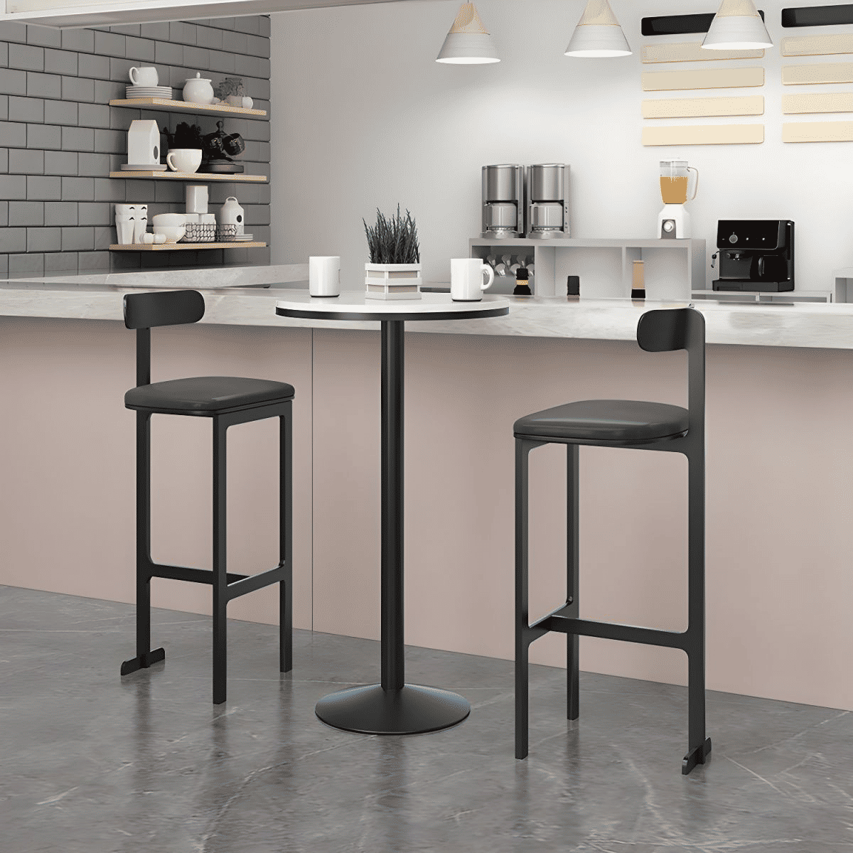 KC-0173 Modern Arkalıklı Kolsuz Bar Taburesi,Altın