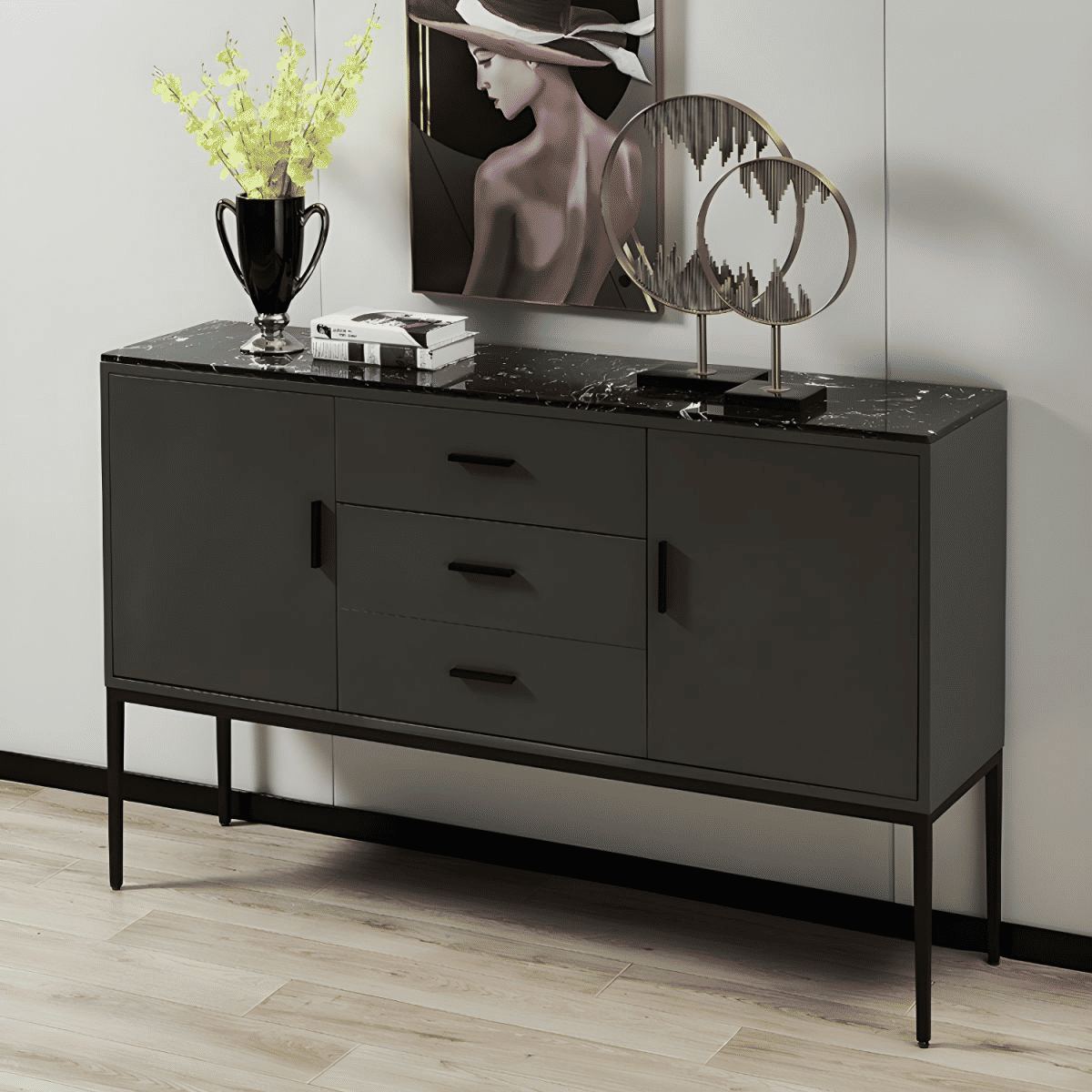 Lüks Taş Tablalı Konsol Büfe Dolap SKU2711502