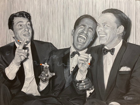 Serie grosser Stars in schwarz/weiß wie "RAT PACK", "STAN LAUREL & OLIVER HARDY" u. "AUDREY HEPBURN"
