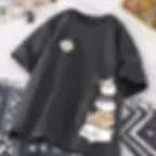 Thumbnail: Summer Fashion Simple Cat Printing Universal Short Sleeve T-shirt Loose Casual L