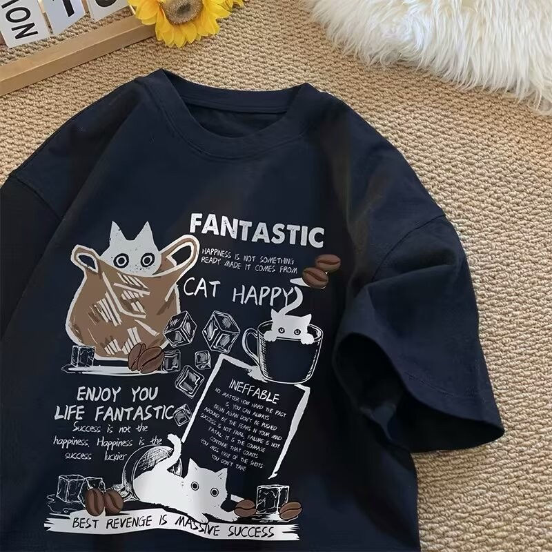 Thumbnail: M-8XL 2025 New Summer Korean Style Fun Cartoon Print T-shirt Man Women Unisex Ov