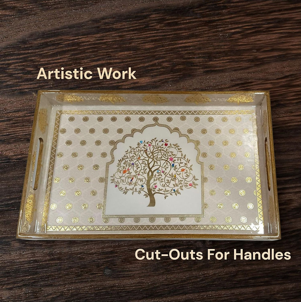 Thumbnail: Epichunt™ Wooden Serving Tray with Gold Engraving| Set of 1